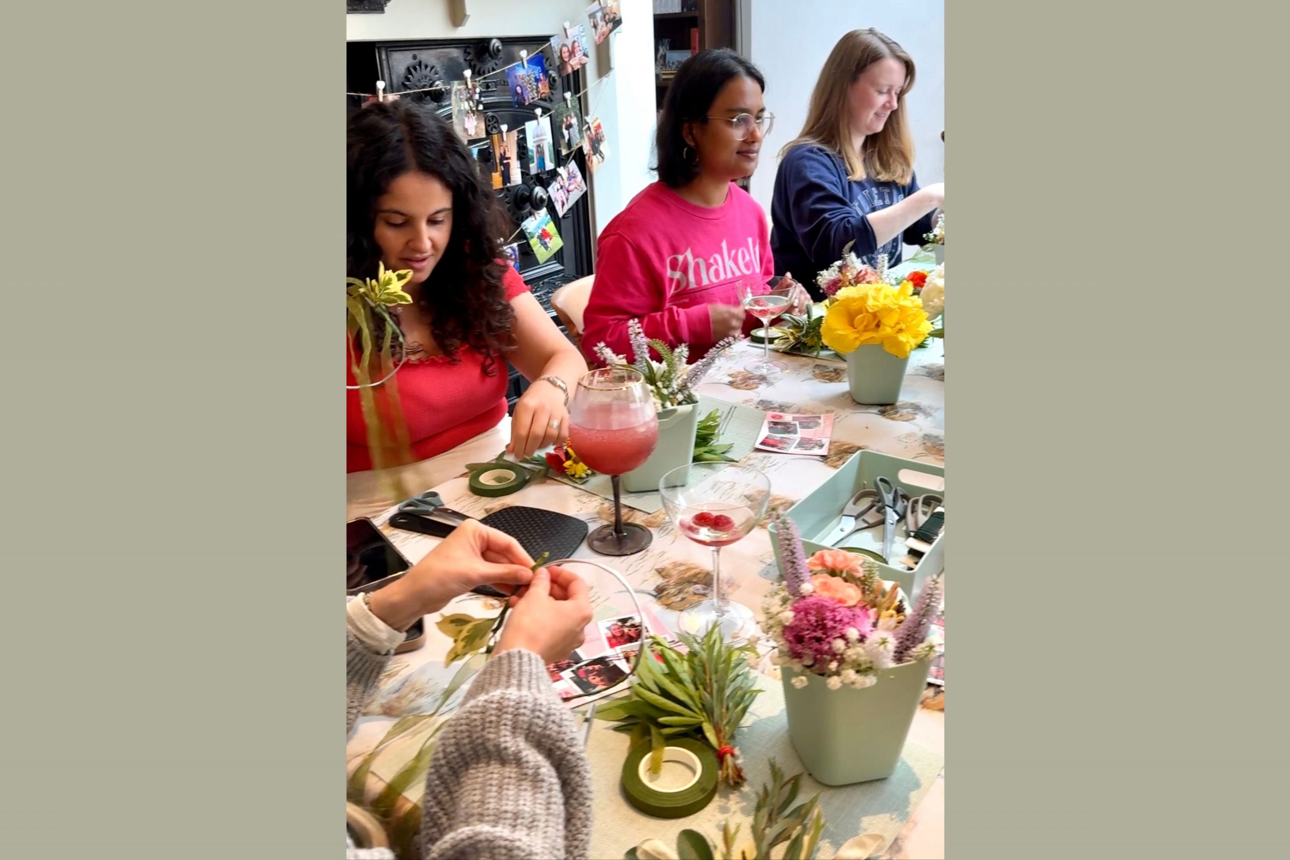 Work in progress in the flower crown workshop