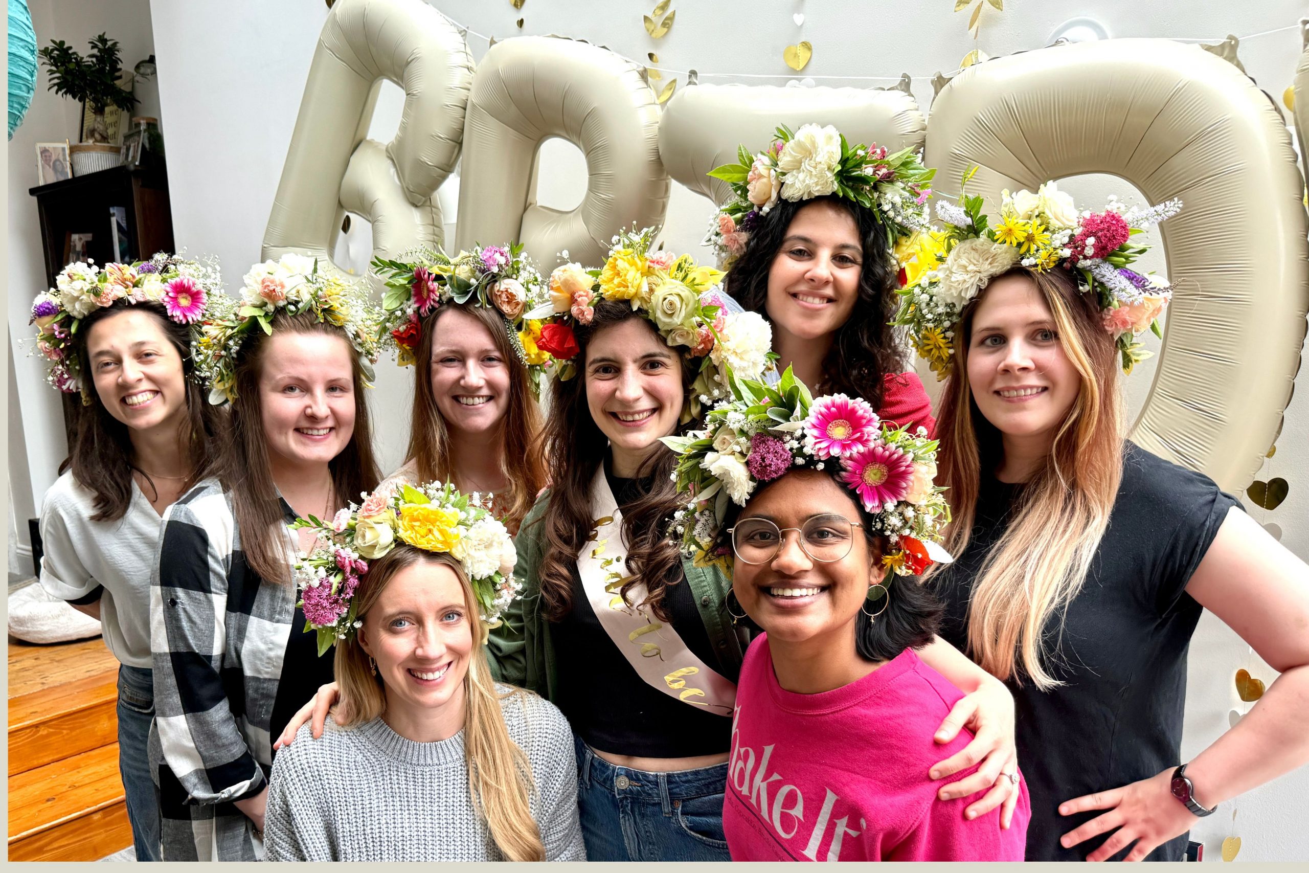 The workshop concluded with a line-up of all the participants proudly wearing their fresh flower crowns 