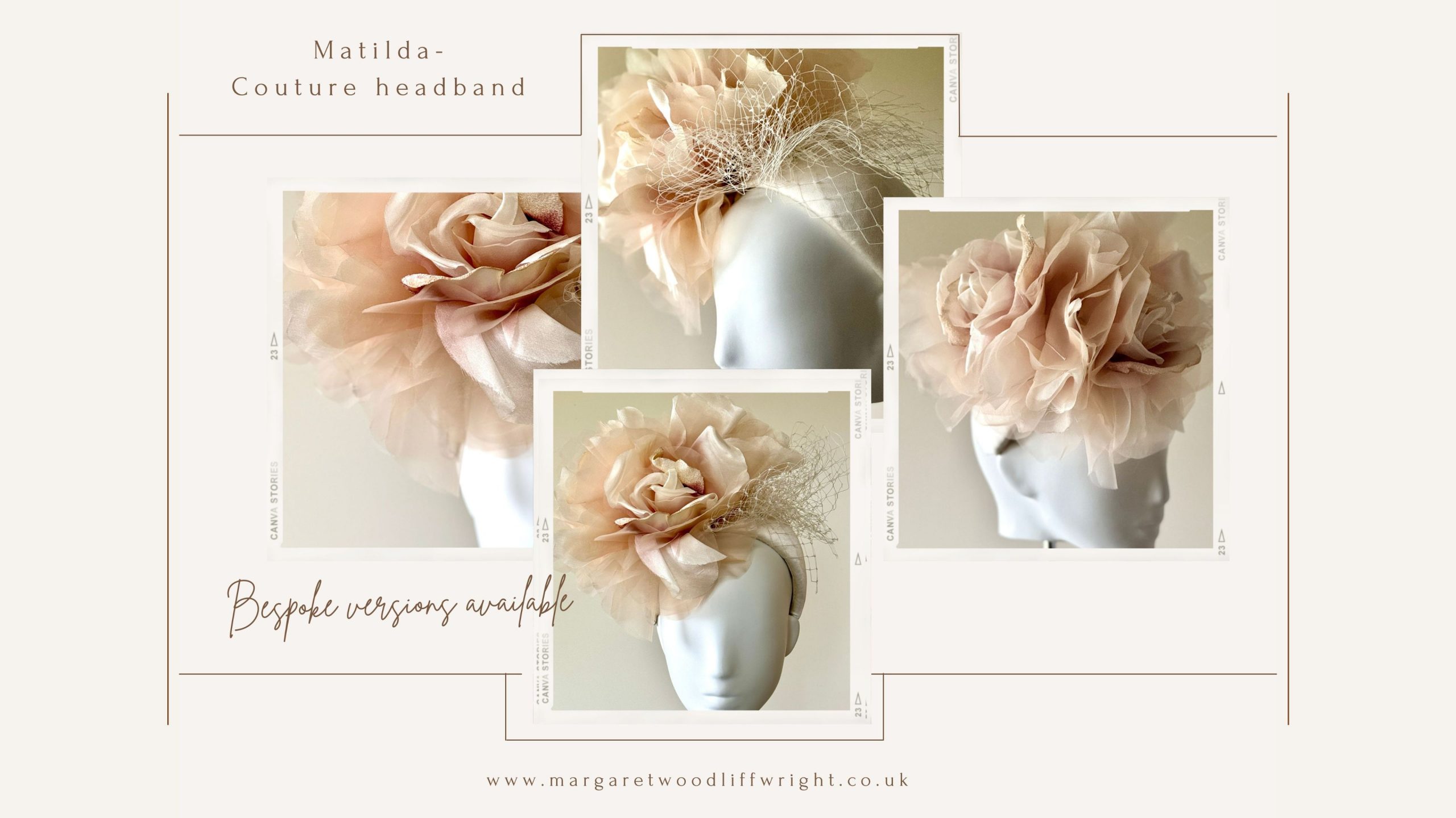 Matilda chiffon rose couture headpiece