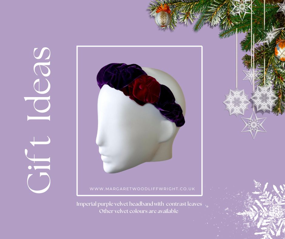 Imperial velvet headband with contrast leaves