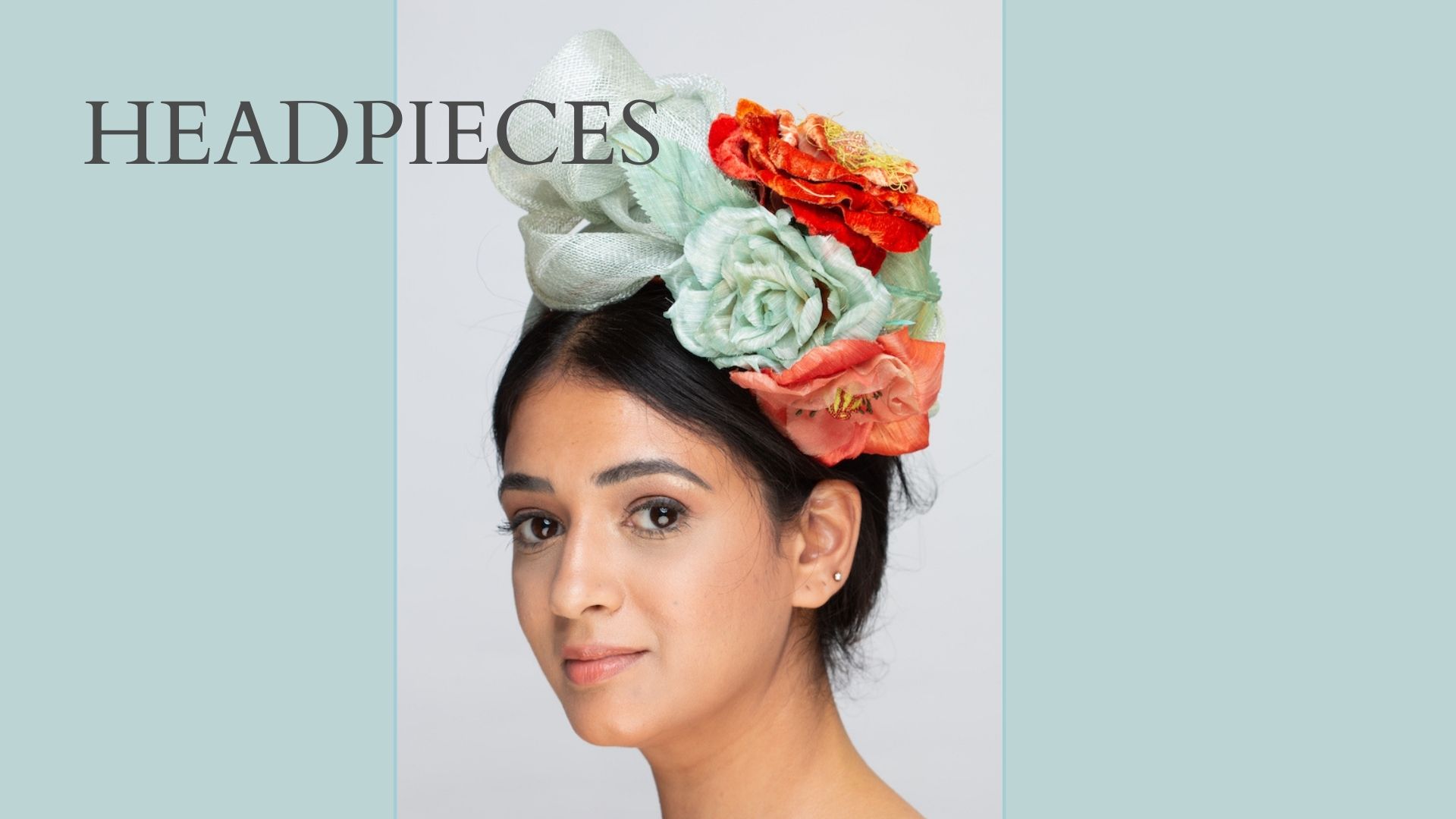 Teal sinamay with teal and terracotta had made silk flowers headpiece for weddings and the races 