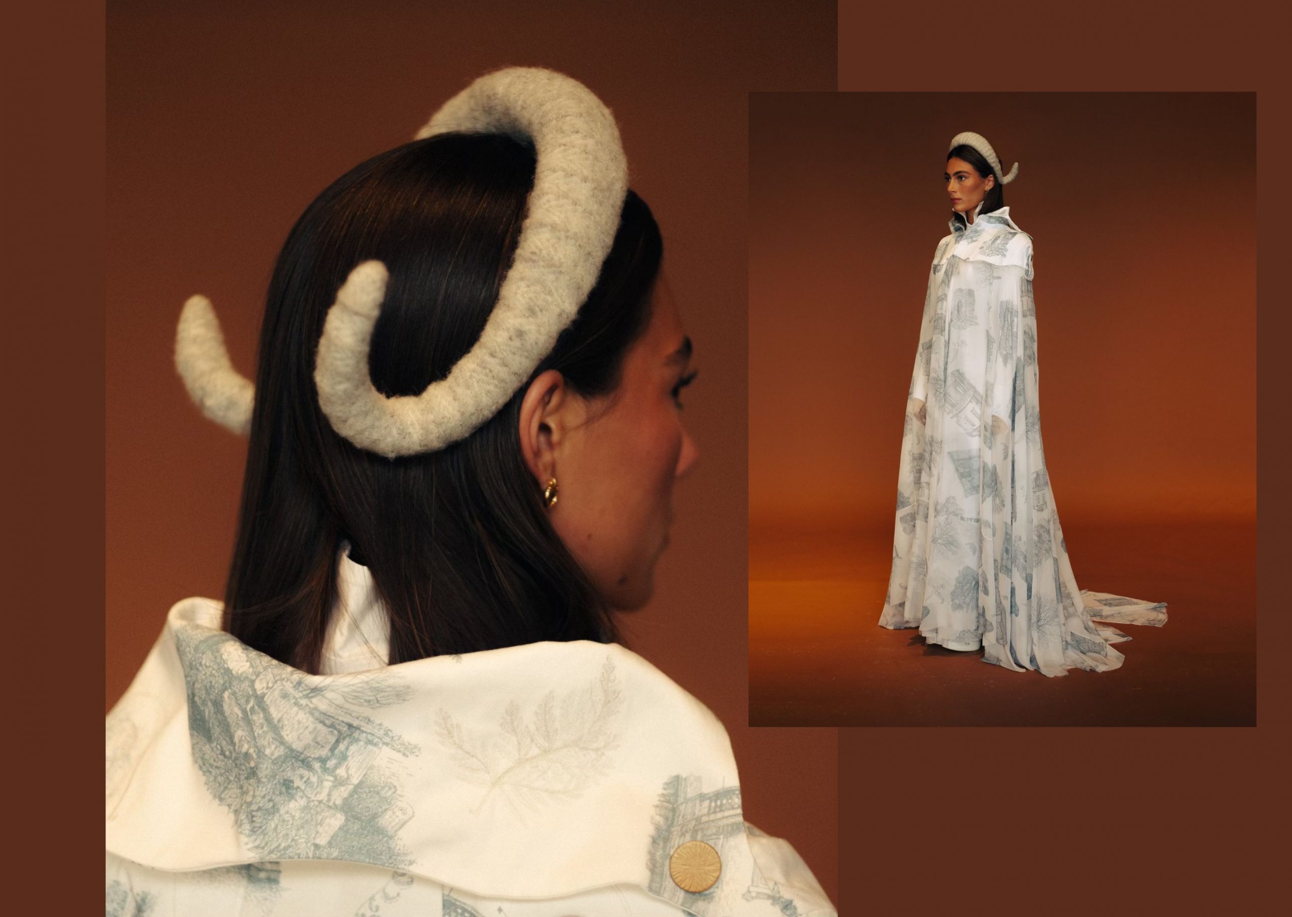 Light Shadow Horn - a wrapped wool headpiece